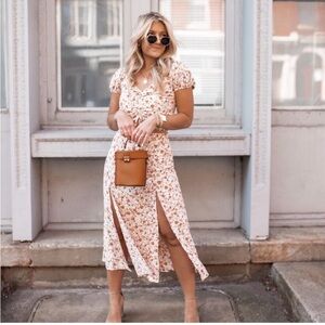 F21 Floral Cream Skirt & Top Set - M